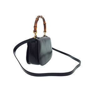 Gucci Leather Handle Bamboo Shoulder Bag Top Handbag